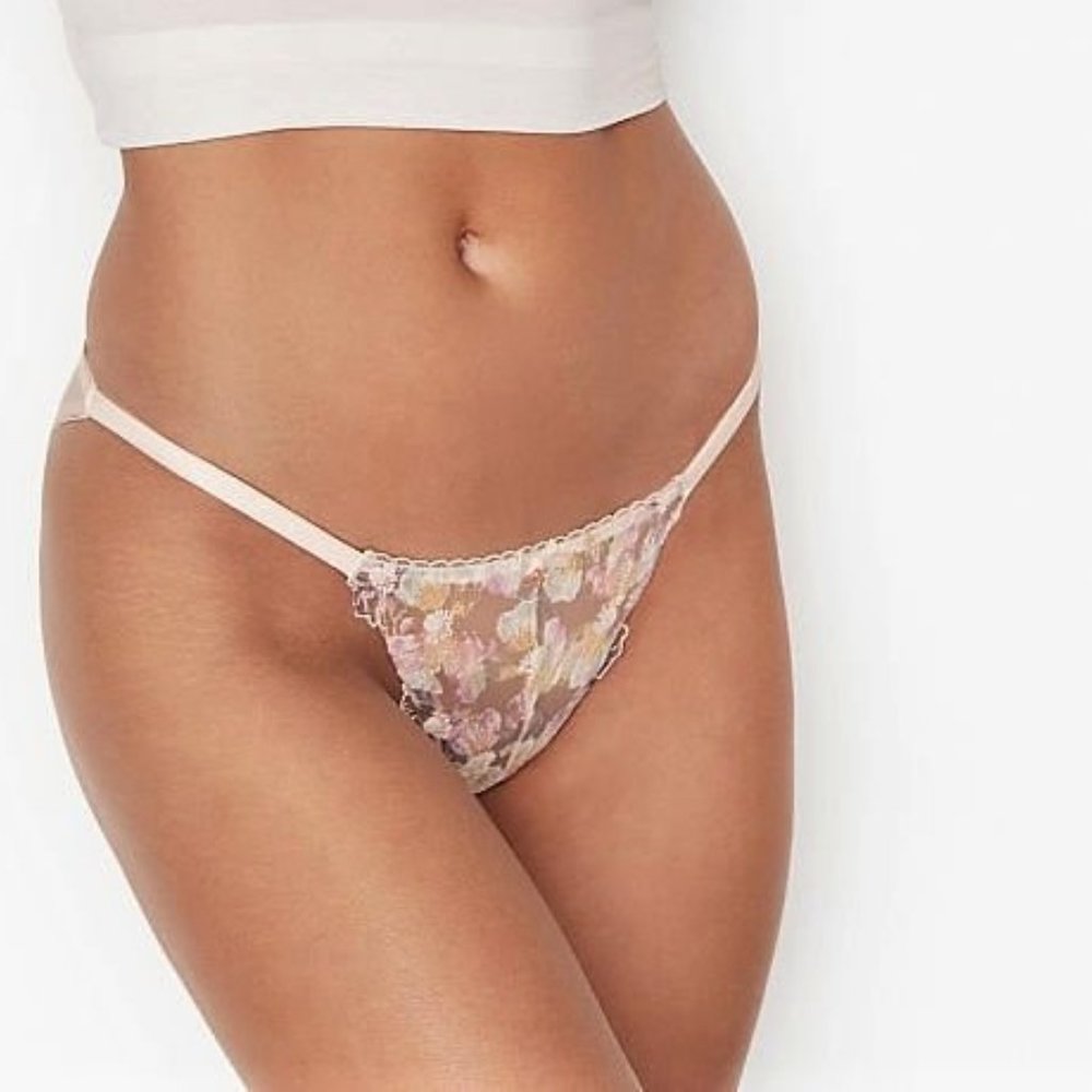 Victoria's Secret Body by Victoria String Bikini Panty L XL Embroidered $39